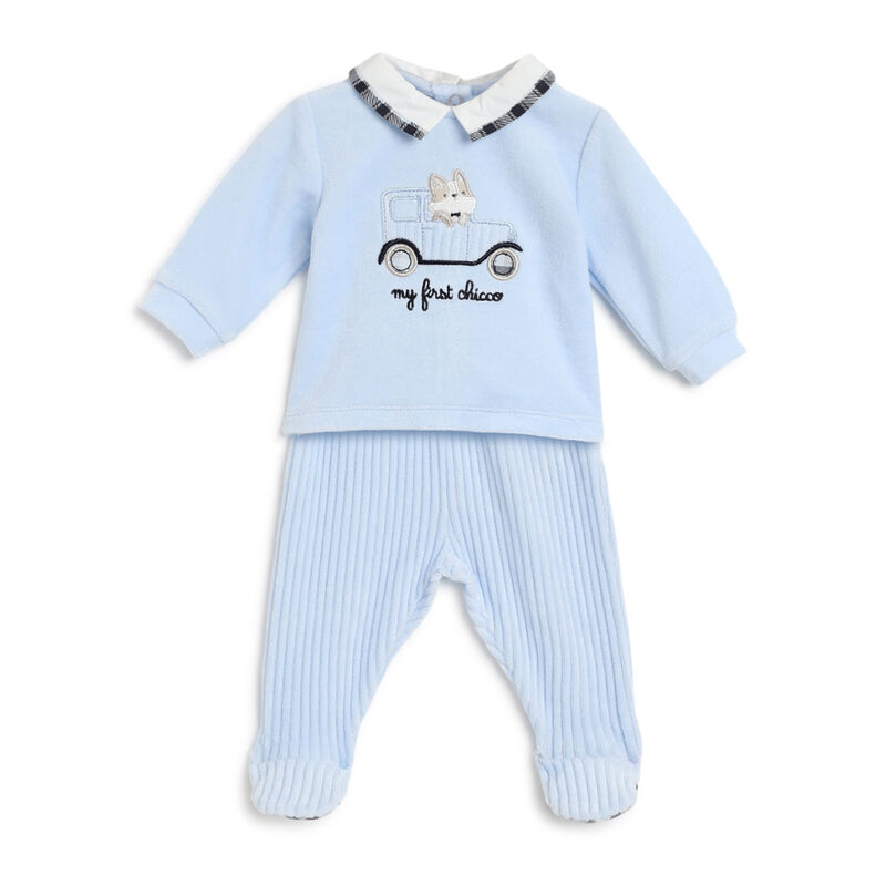 Boys Light Blue Applique Sweater with Leggings image number 0